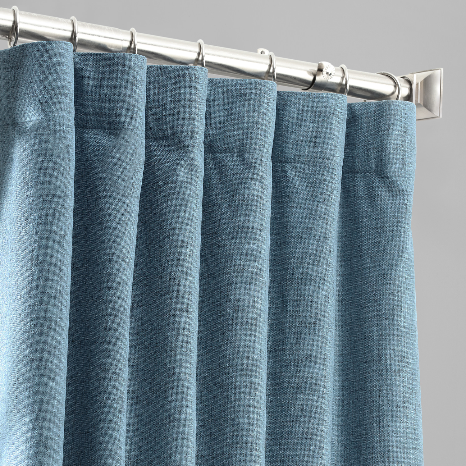 Ovation Blue Vintage Thermal Cross Linen Weave Blackout Curtain