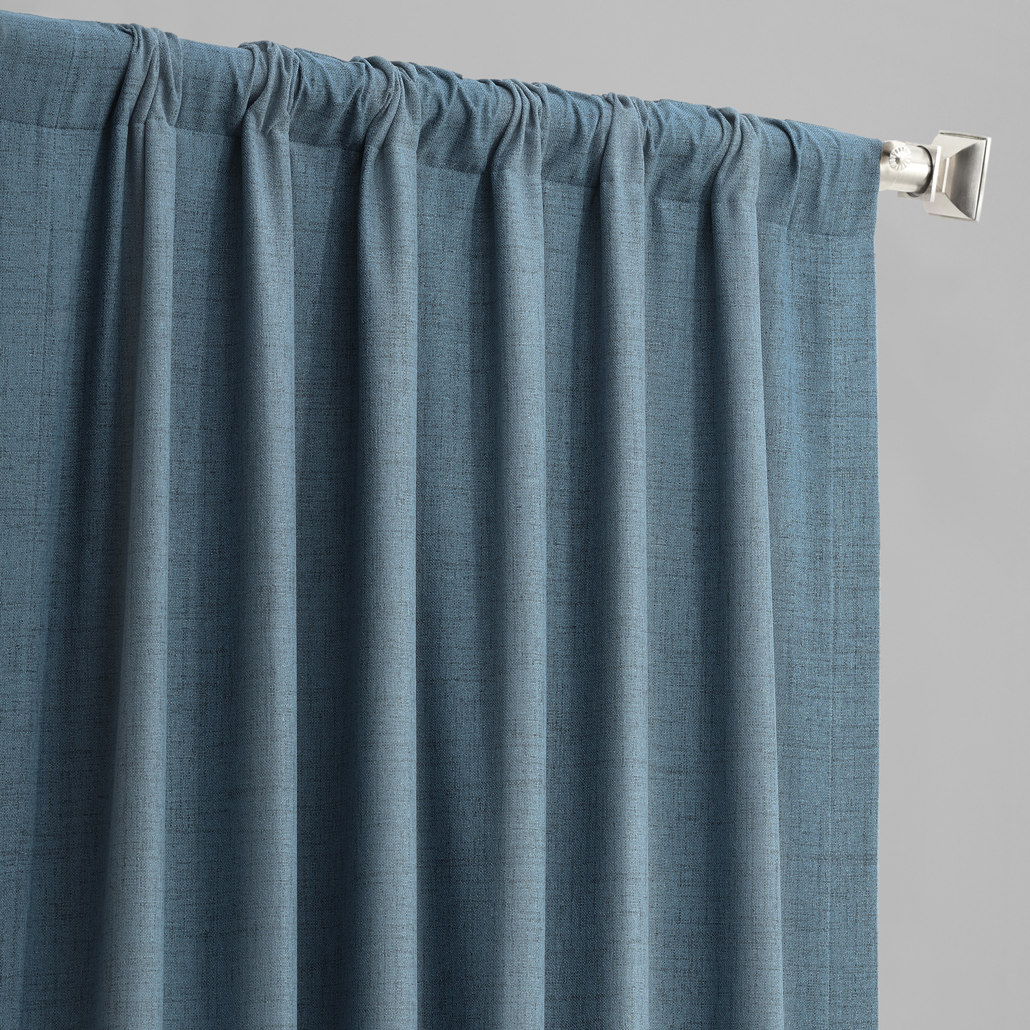 Ovation Blue Vintage Thermal Cross Linen Weave Blackout Curtain