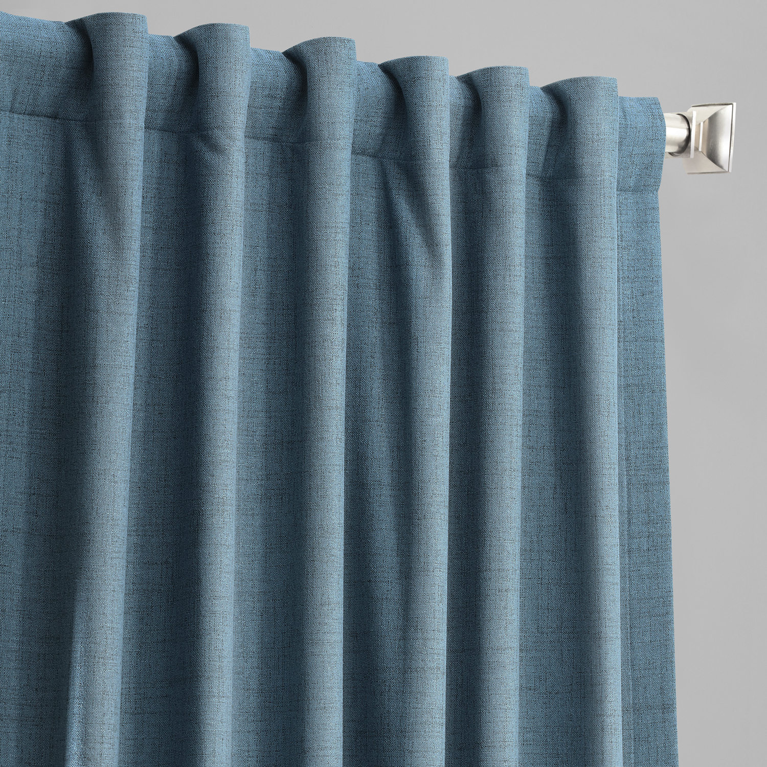 Ovation Blue Vintage Thermal Cross Linen Weave Blackout Curtain