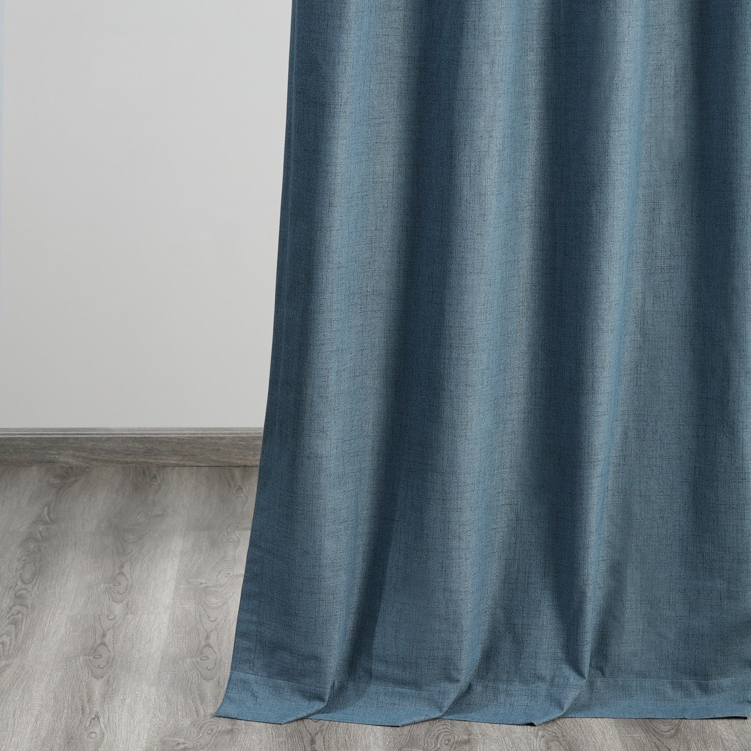 Ovation Blue Vintage Thermal Cross Linen Weave Blackout Curtain