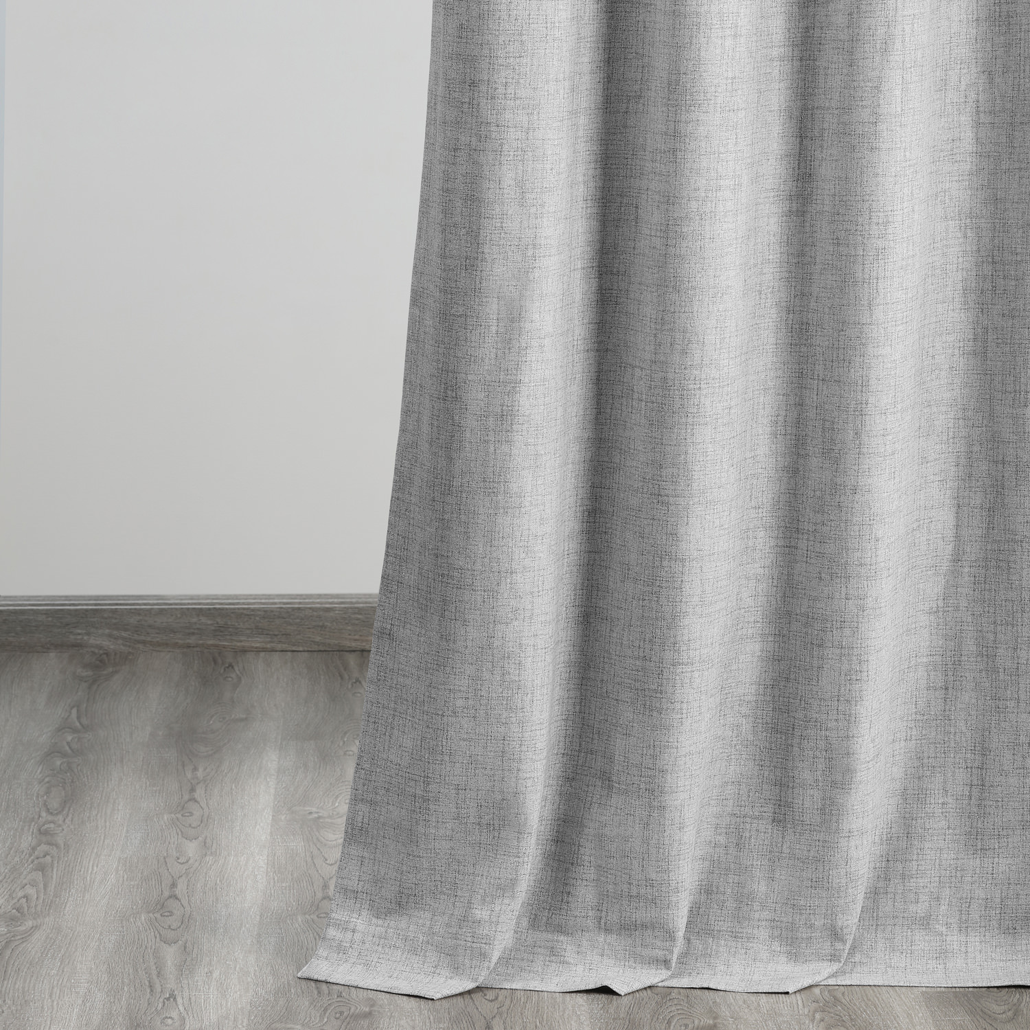 Millennial Grey Vintage Thermal Cross Linen Weave Blackout Grommet Curtain