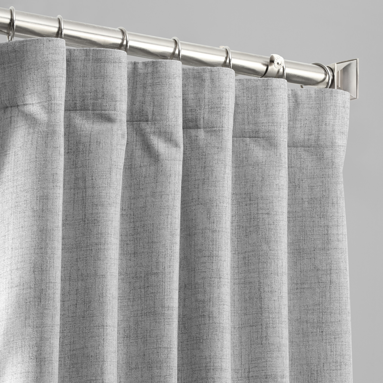 Millennial Grey Vintage Thermal Cross Linen Weave Blackout Curtain