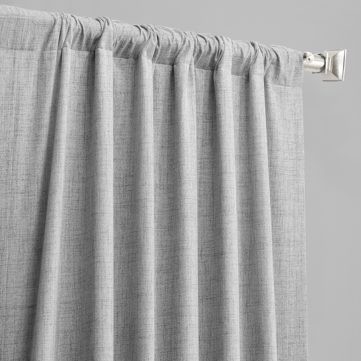 Millennial Grey Vintage Thermal Cross Linen Weave Blackout Curtain