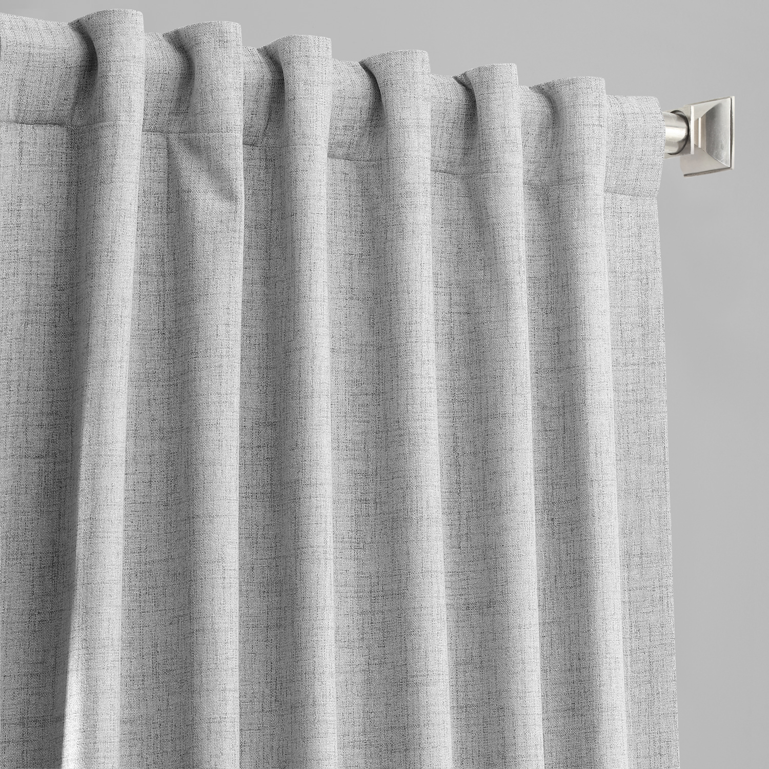 Millennial Grey Vintage Thermal Cross Linen Weave Blackout Curtain