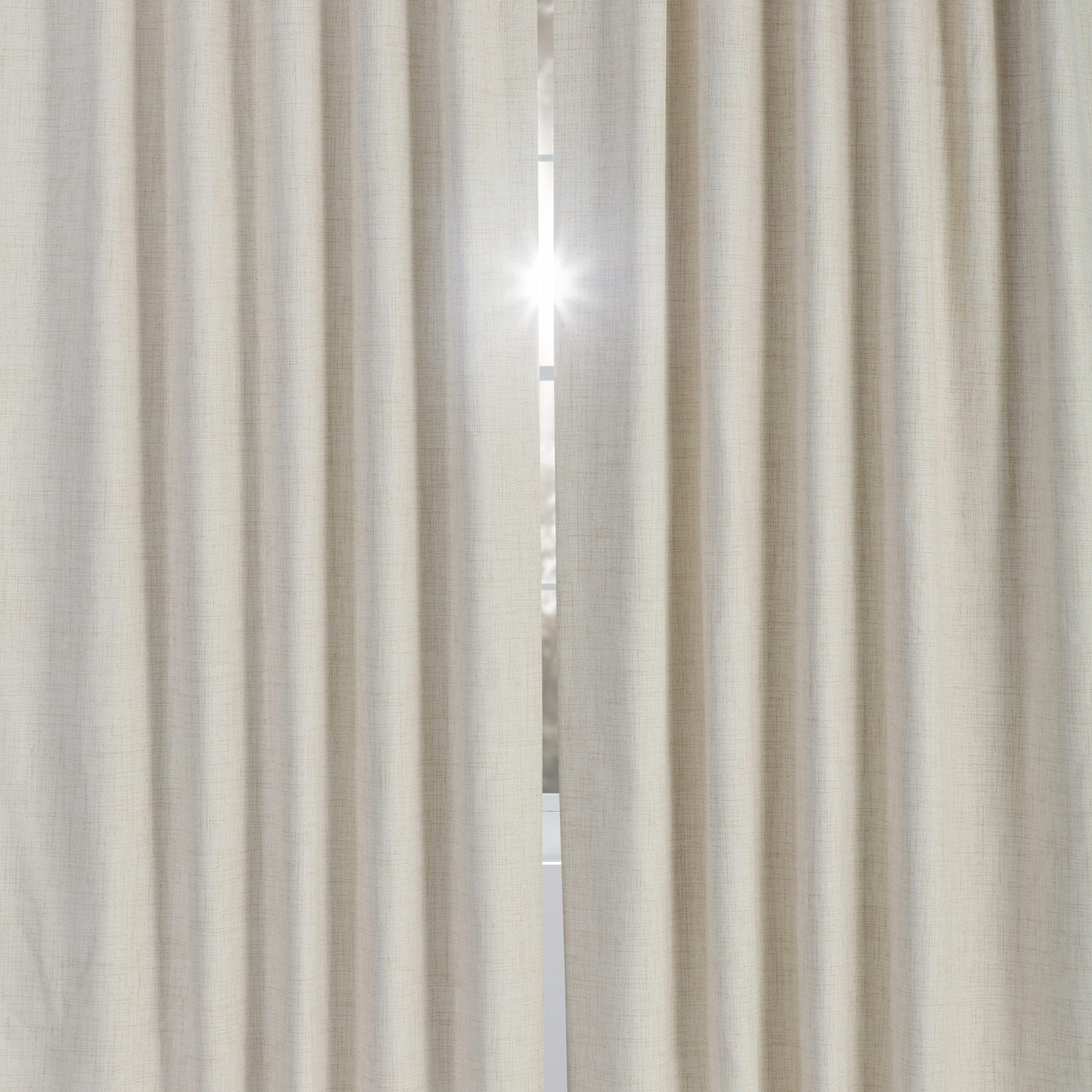 Natural Light Beige Vintage Thermal Cross Linen Weave Blackout Grommet Curtain