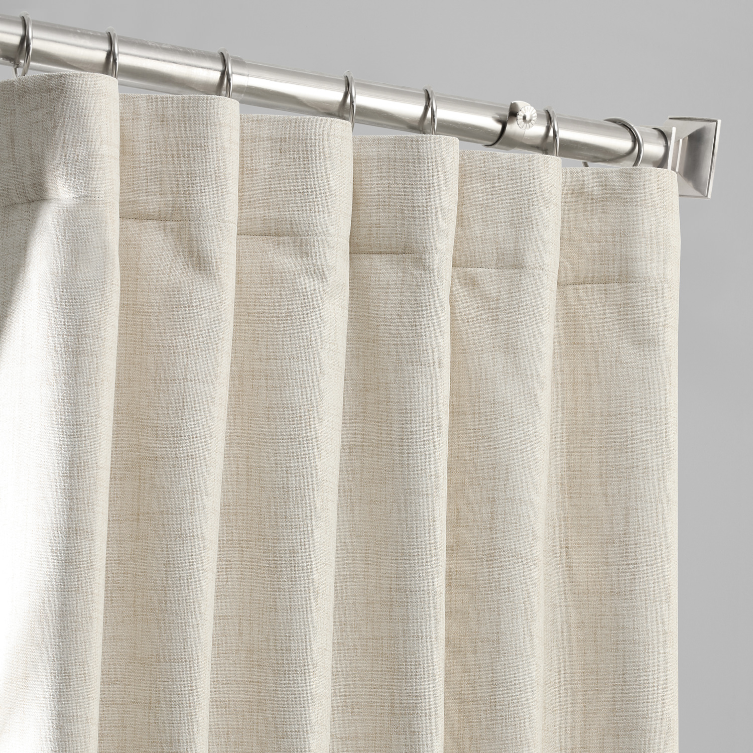 Natural Light Beige Vintage Thermal Cross Linen Weave Blackout Curtain