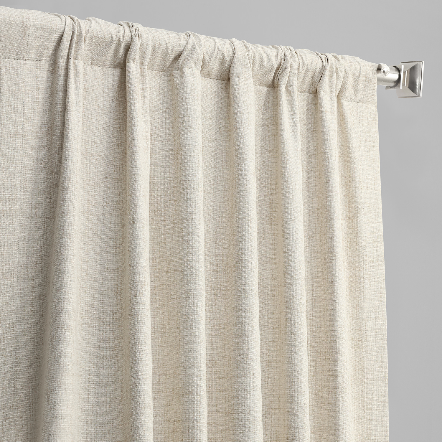 Natural Light Beige Vintage Thermal Cross Linen Weave Blackout Curtain