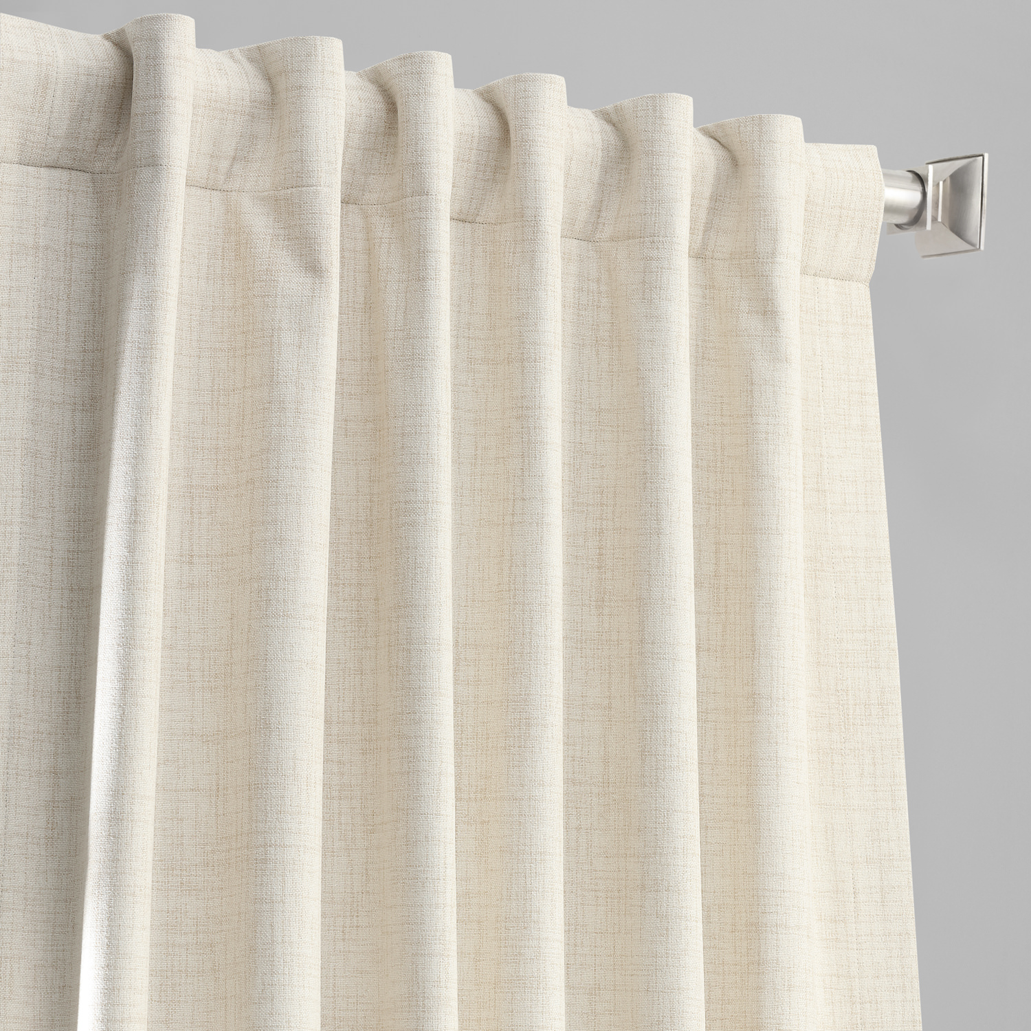 Natural Light Beige Vintage Thermal Cross Linen Weave Blackout Curtain