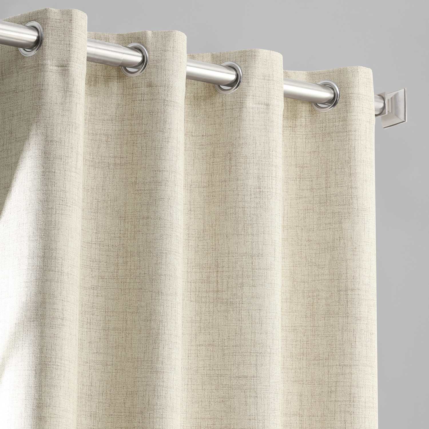 Toasted Tan Vintage Thermal Cross Linen Weave Blackout Grommet Curtain