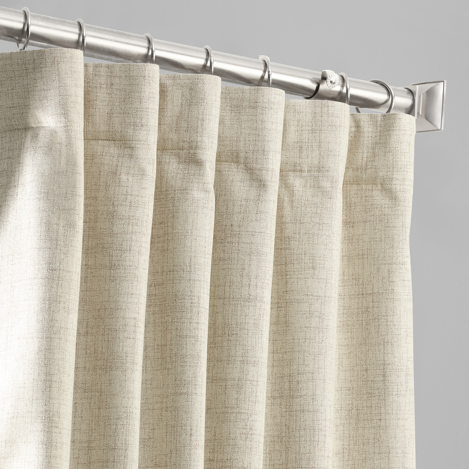 Toasted Tan Vintage Thermal Cross Linen Weave Blackout Curtain