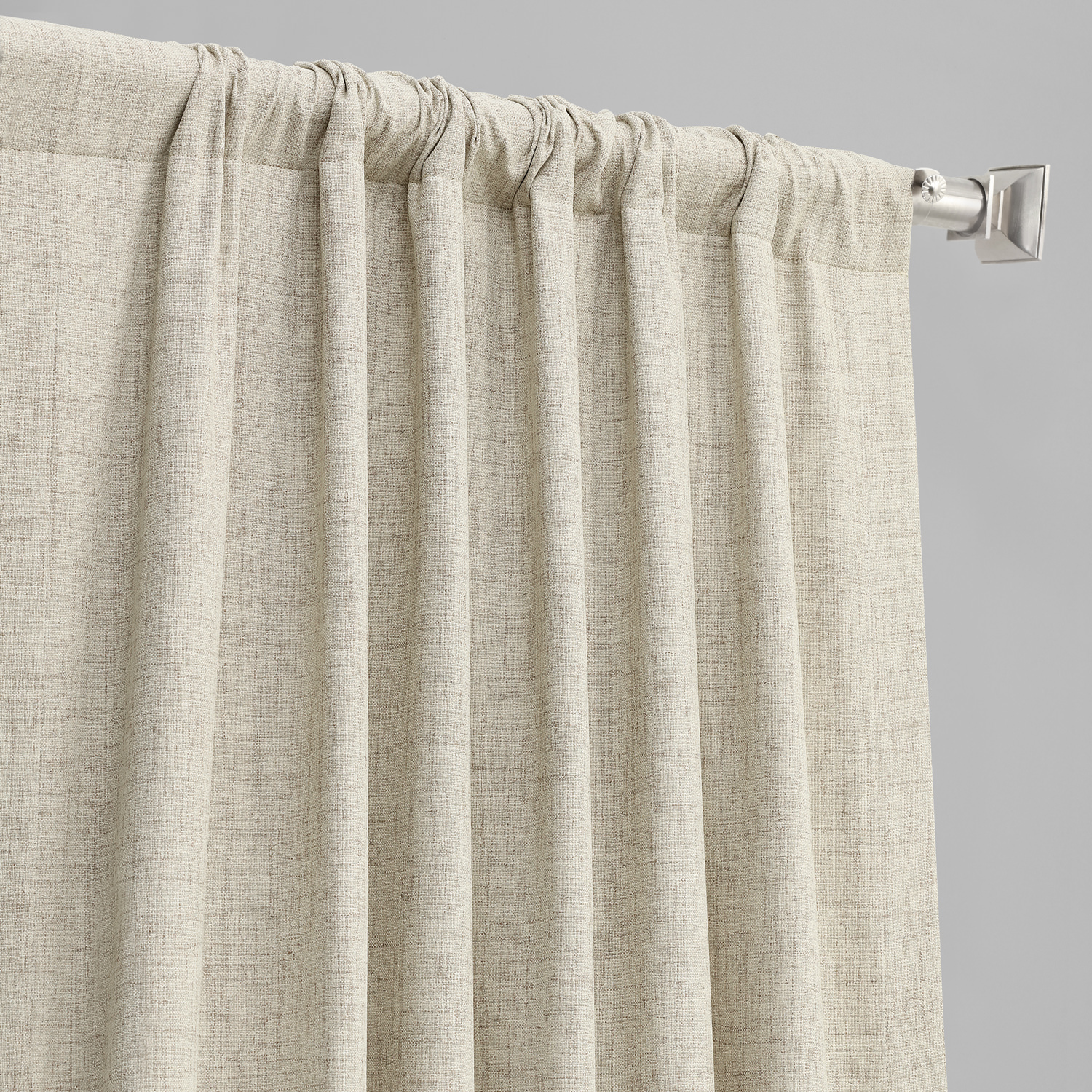 Toasted Tan Vintage Thermal Cross Linen Weave Blackout Curtain