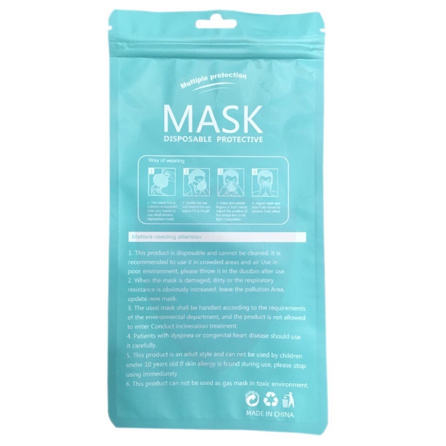 Disposable Protective Earloop Face Masks (20 pcs)