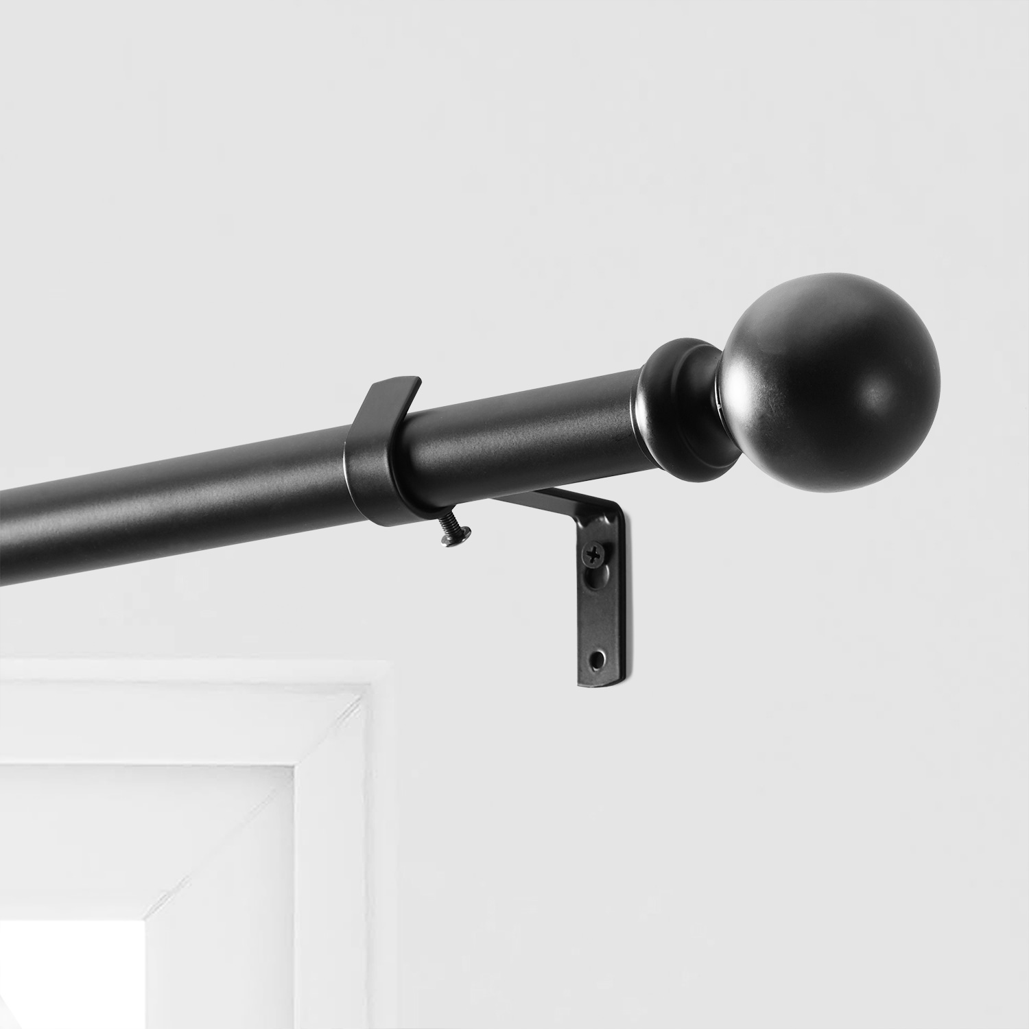 Classic Sphere Ball Extendable Metal Rod Set- Matte Black