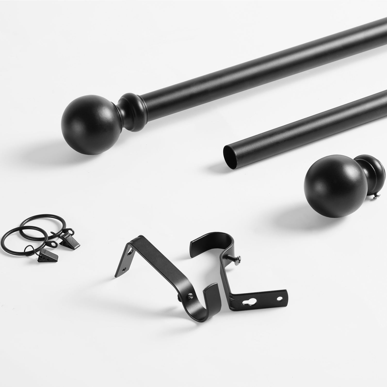 Classic Sphere Ball Extendable Metal Rod Set- Matte Black