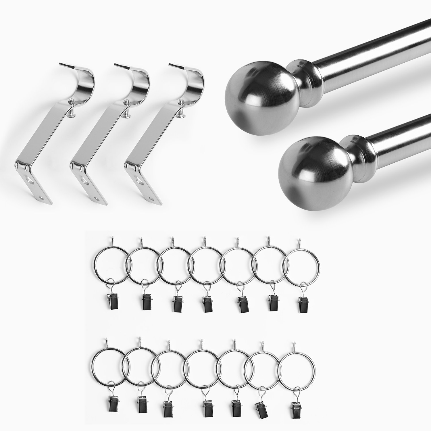 Classic Sphere Ball Extendable Metal Rod Set- Nickel