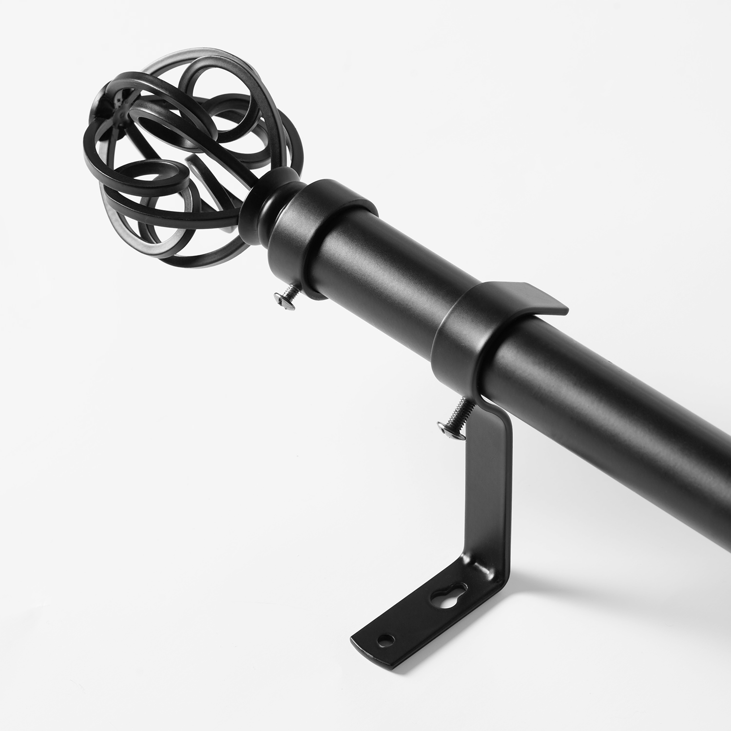 Modern Orb Extendable Metal Rod Set- Matte Black