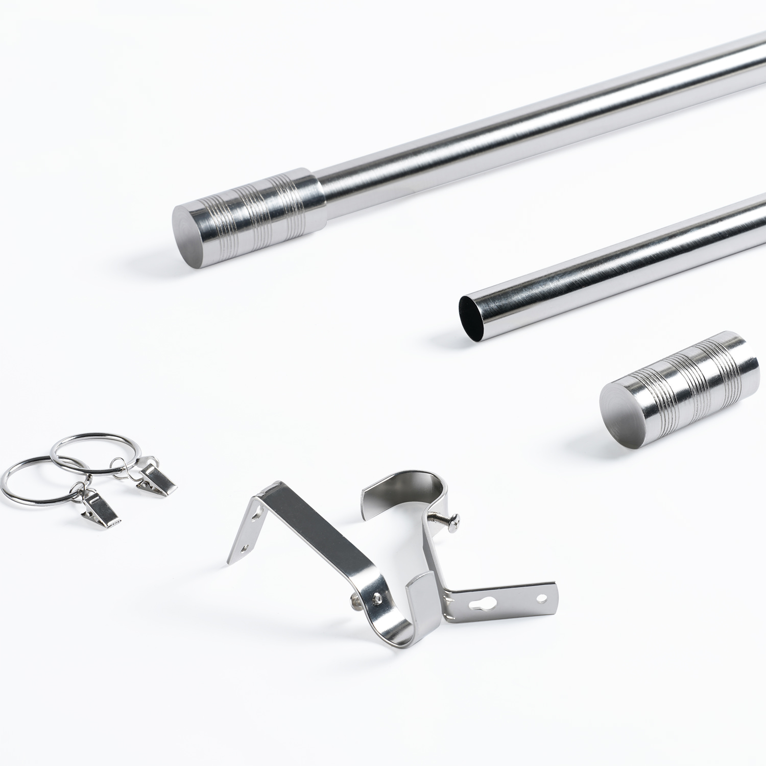 Modern Barrel Extendable Metal Rod Set- Nickel