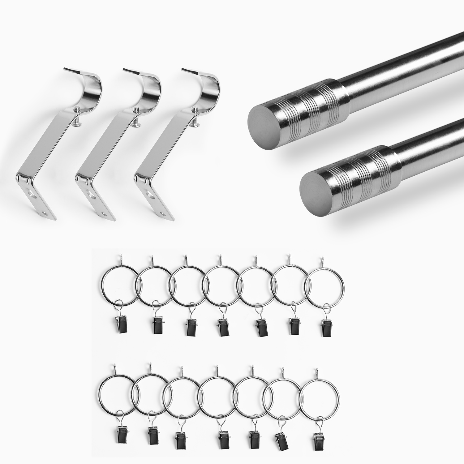 Modern Barrel Extendable Metal Rod Set- Nickel