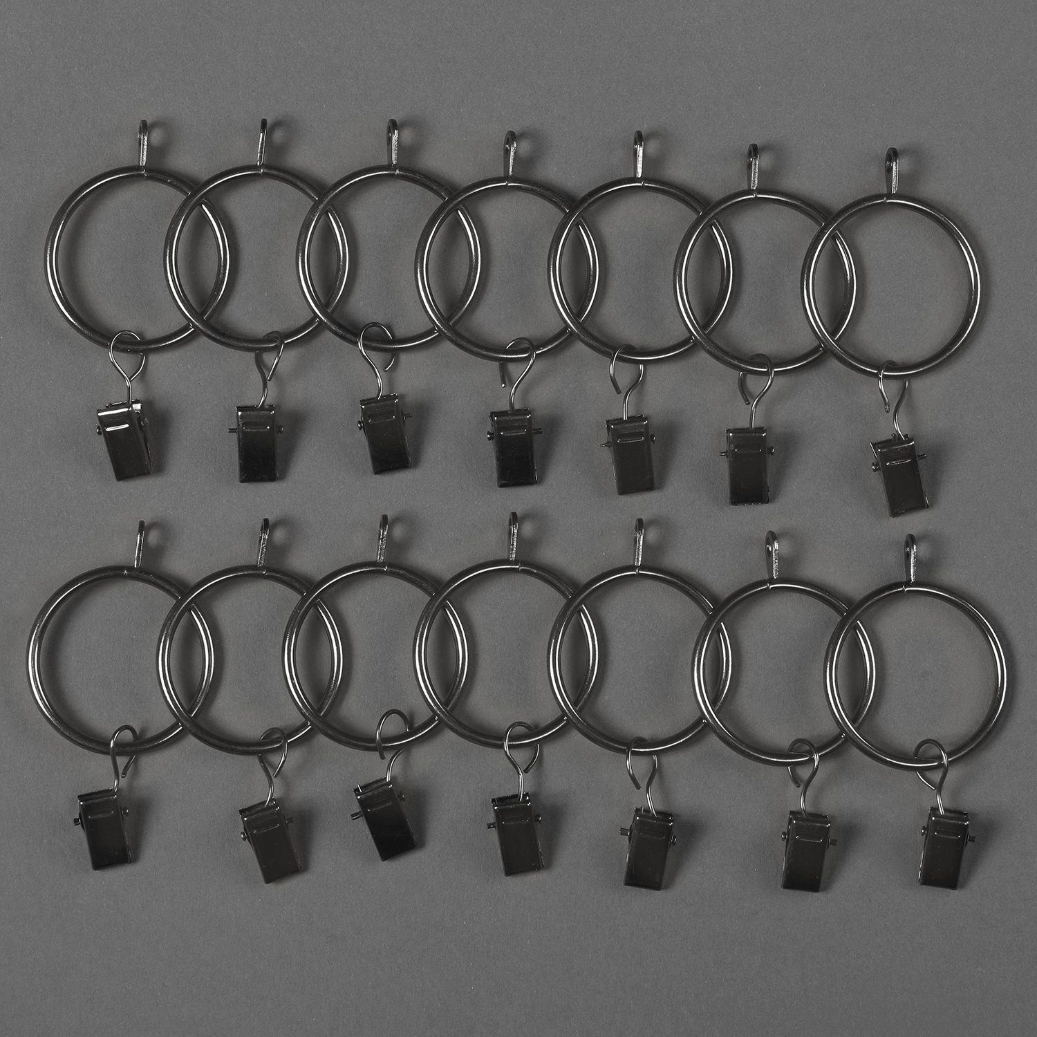 Metal Ring Set - Gloss Black - PKG of 14