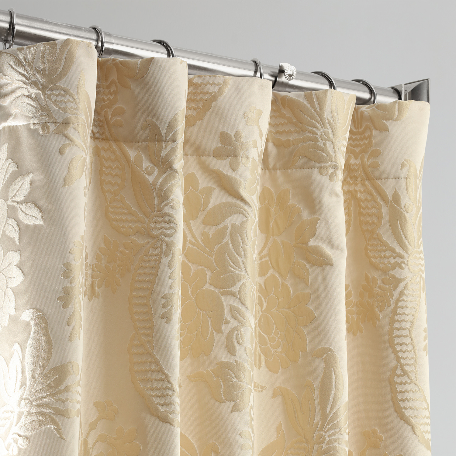 Magdelena Champagne Beige Designer Damask Curtain