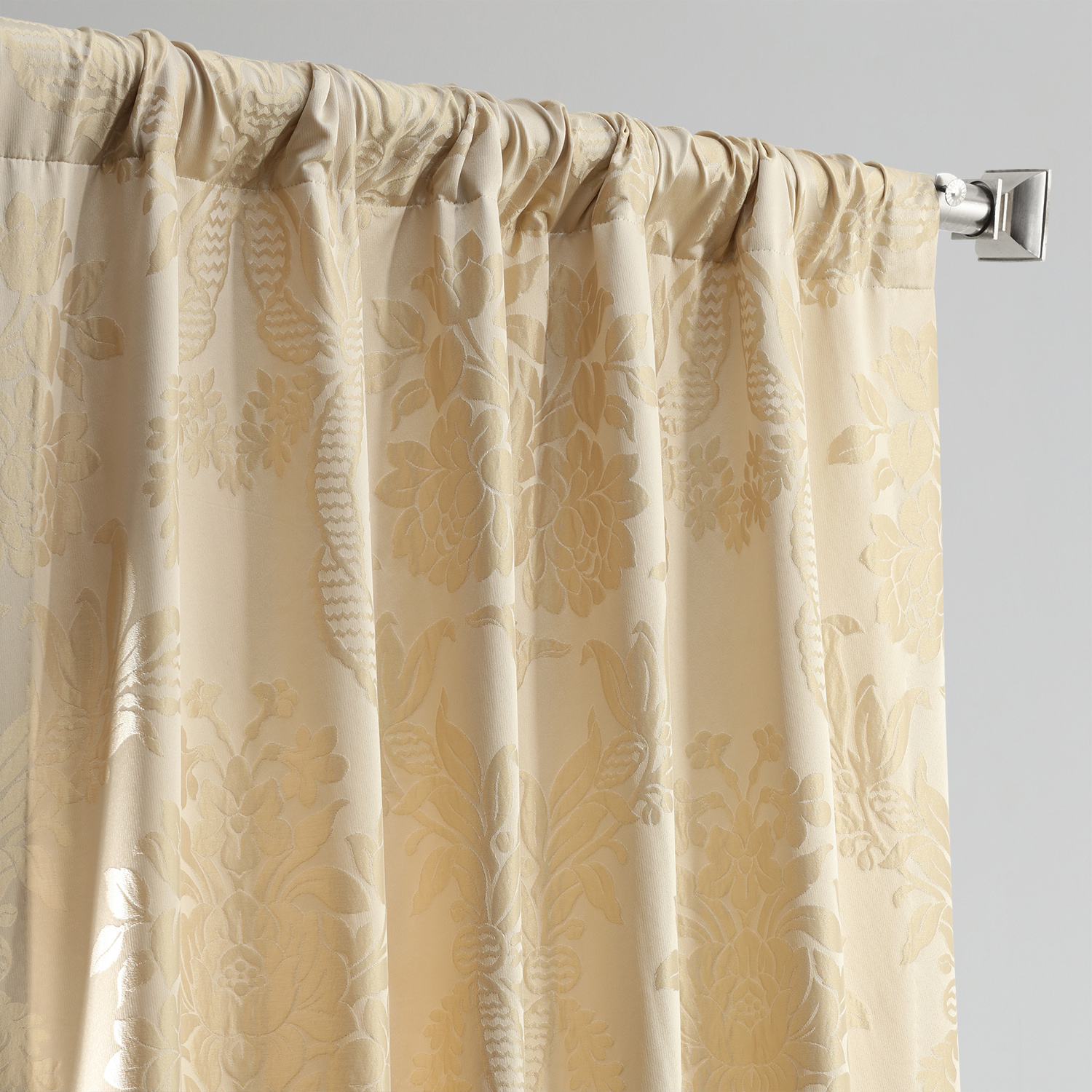 Magdelena Champagne Beige Designer Damask Curtain