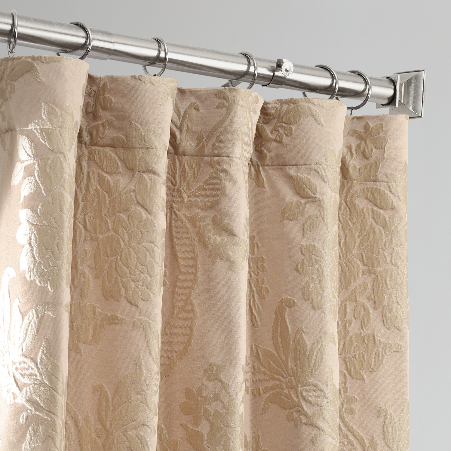 Magdelena Beige & Gold Designer Damask Curtain