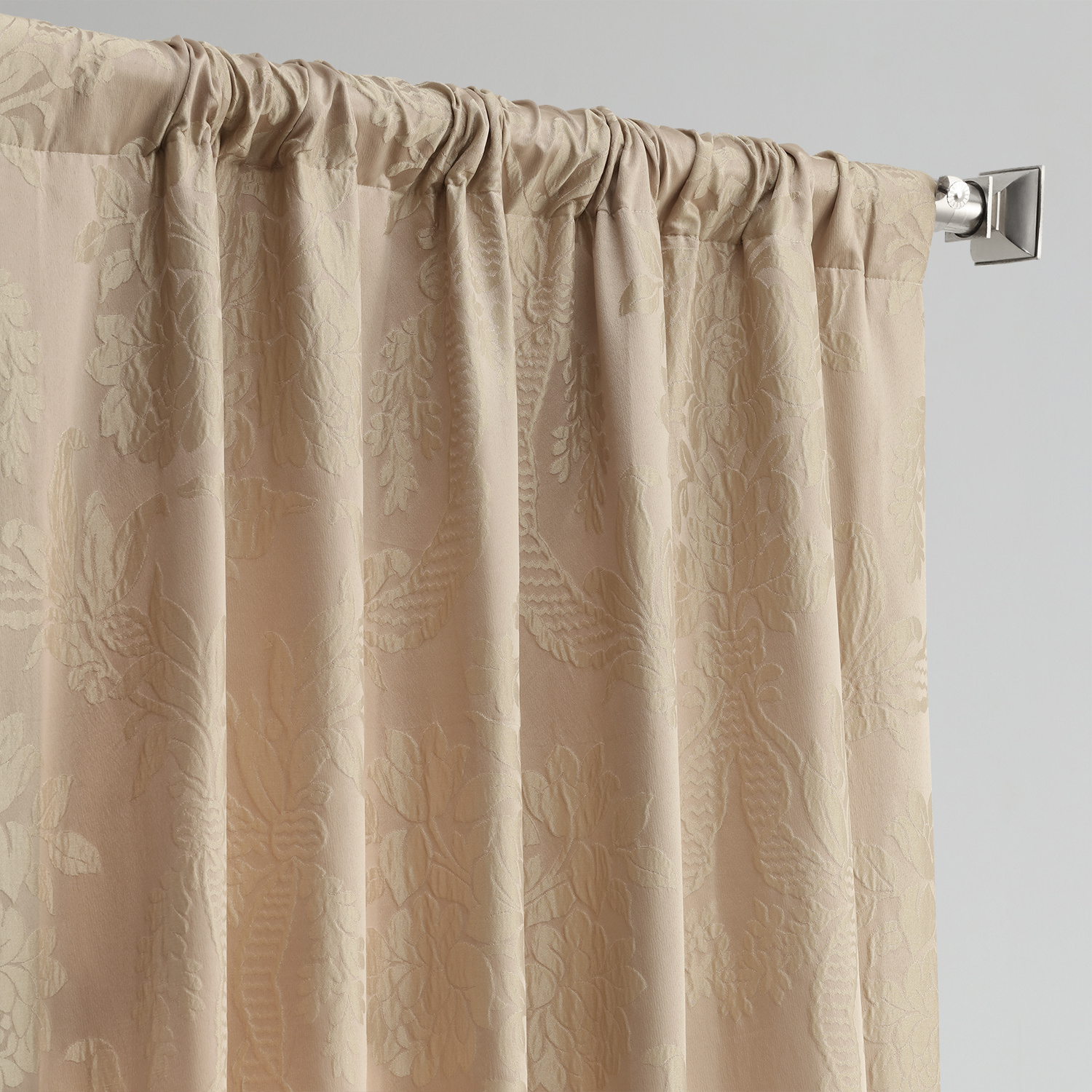 Magdelena Beige & Gold Designer Damask Curtain