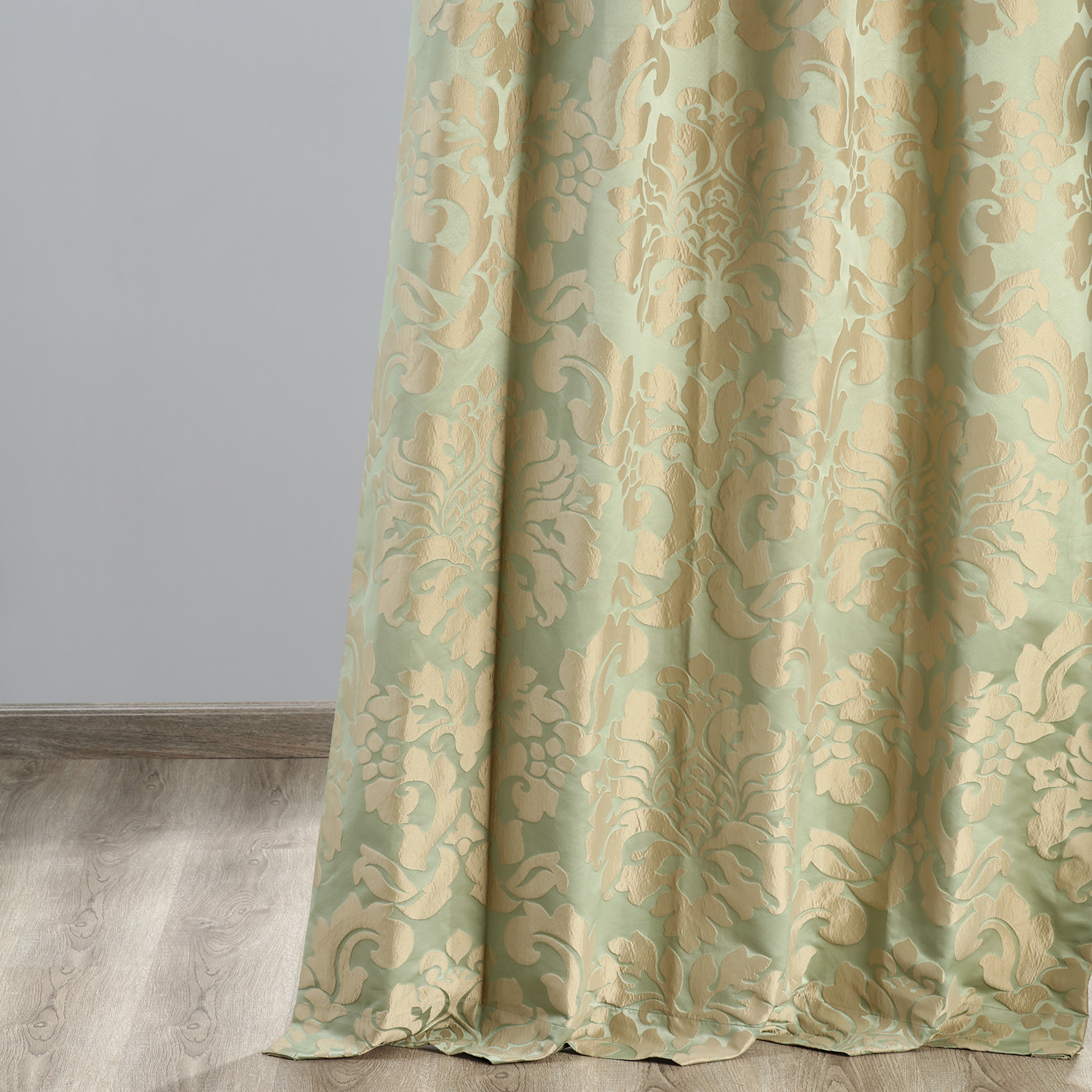 Astoria Jade &amp; Taupe Designer Damask Curtain