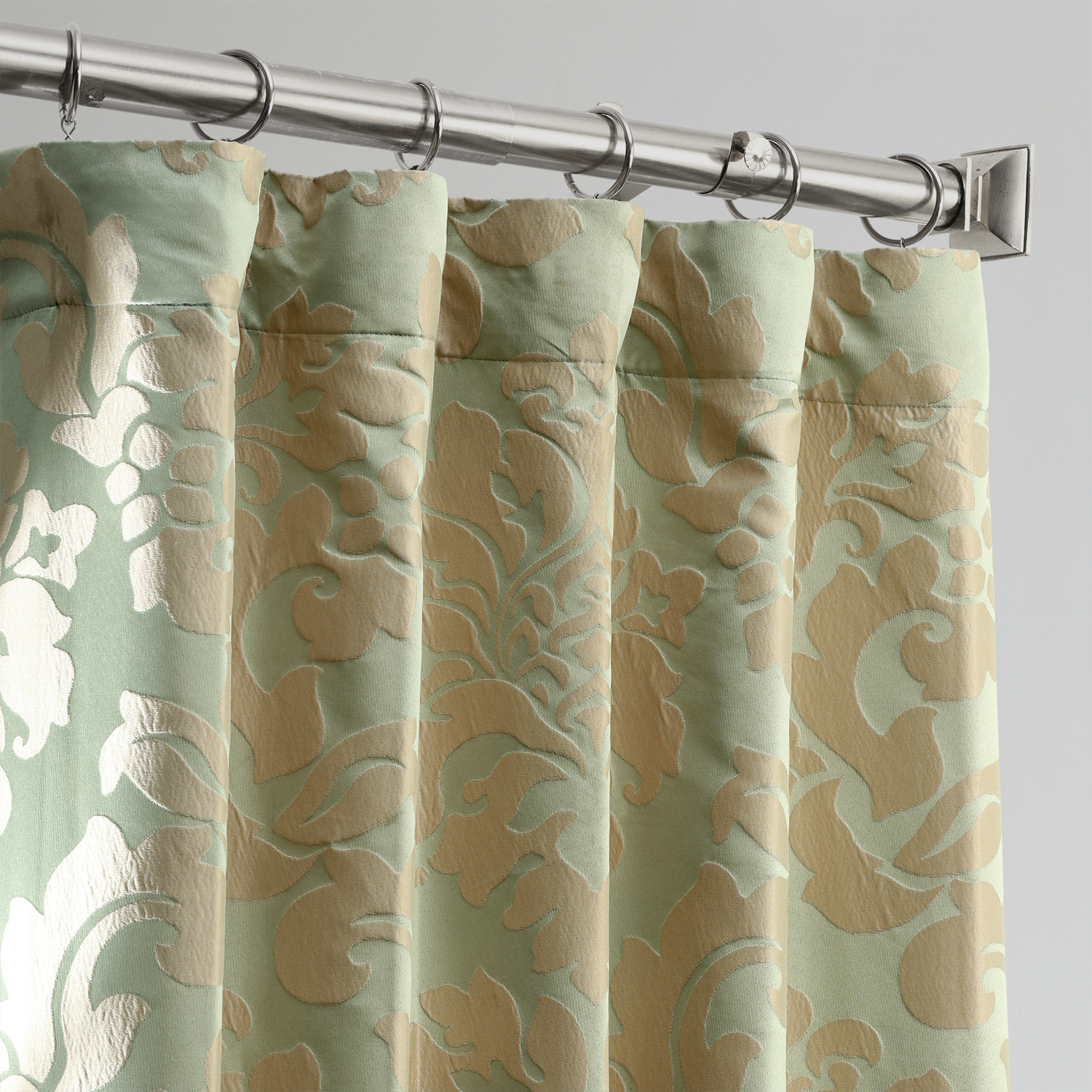 Astoria Jade & Taupe Designer Damask Curtain