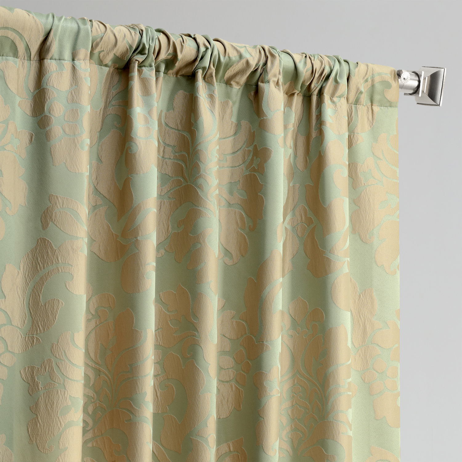 Astoria Jade & Taupe Designer Damask Curtain