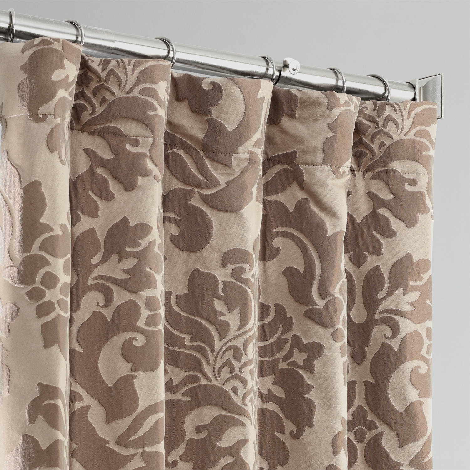 Astoria Taupe & Mushroom Designer Damask Curtain