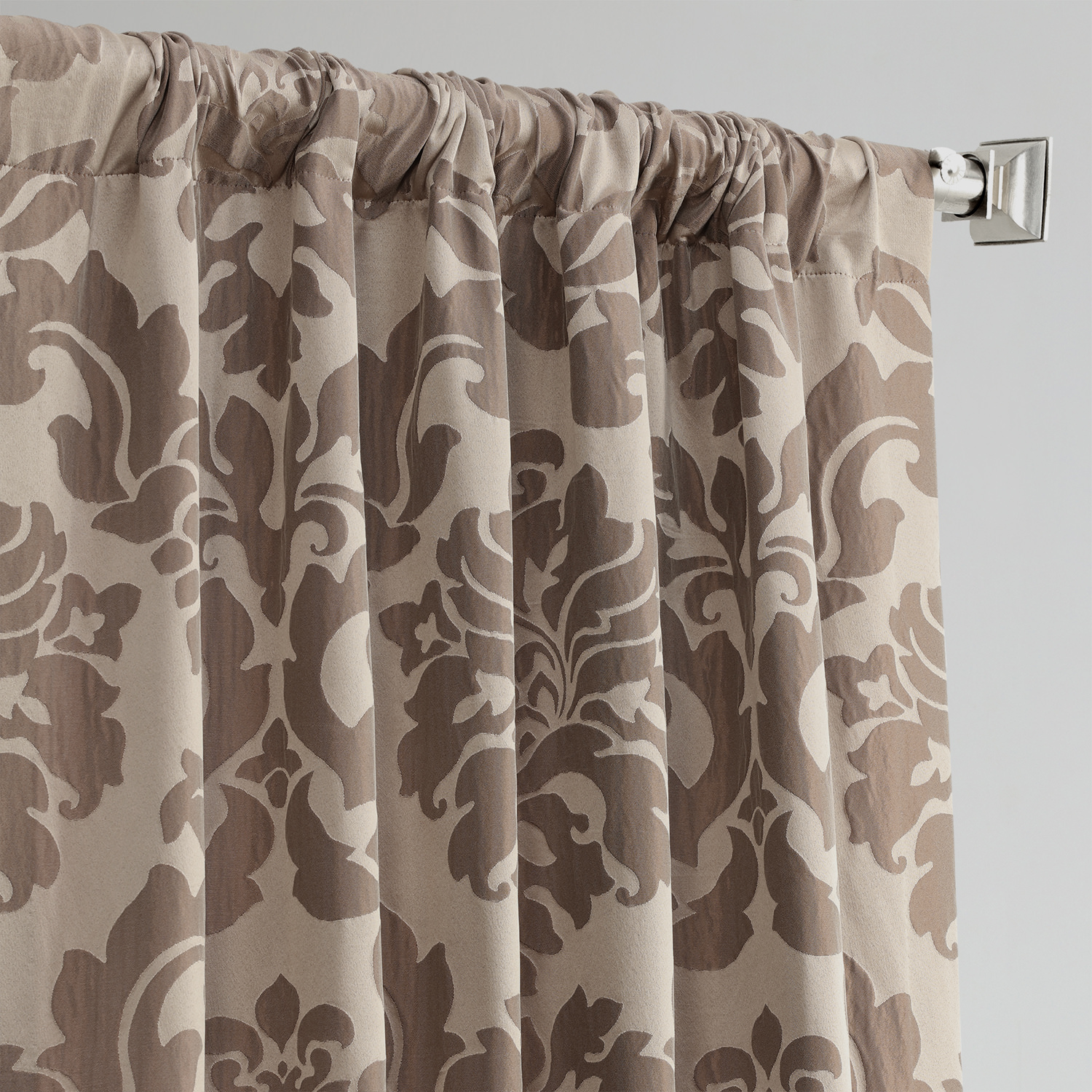 Astoria Taupe & Mushroom Designer Damask Curtain