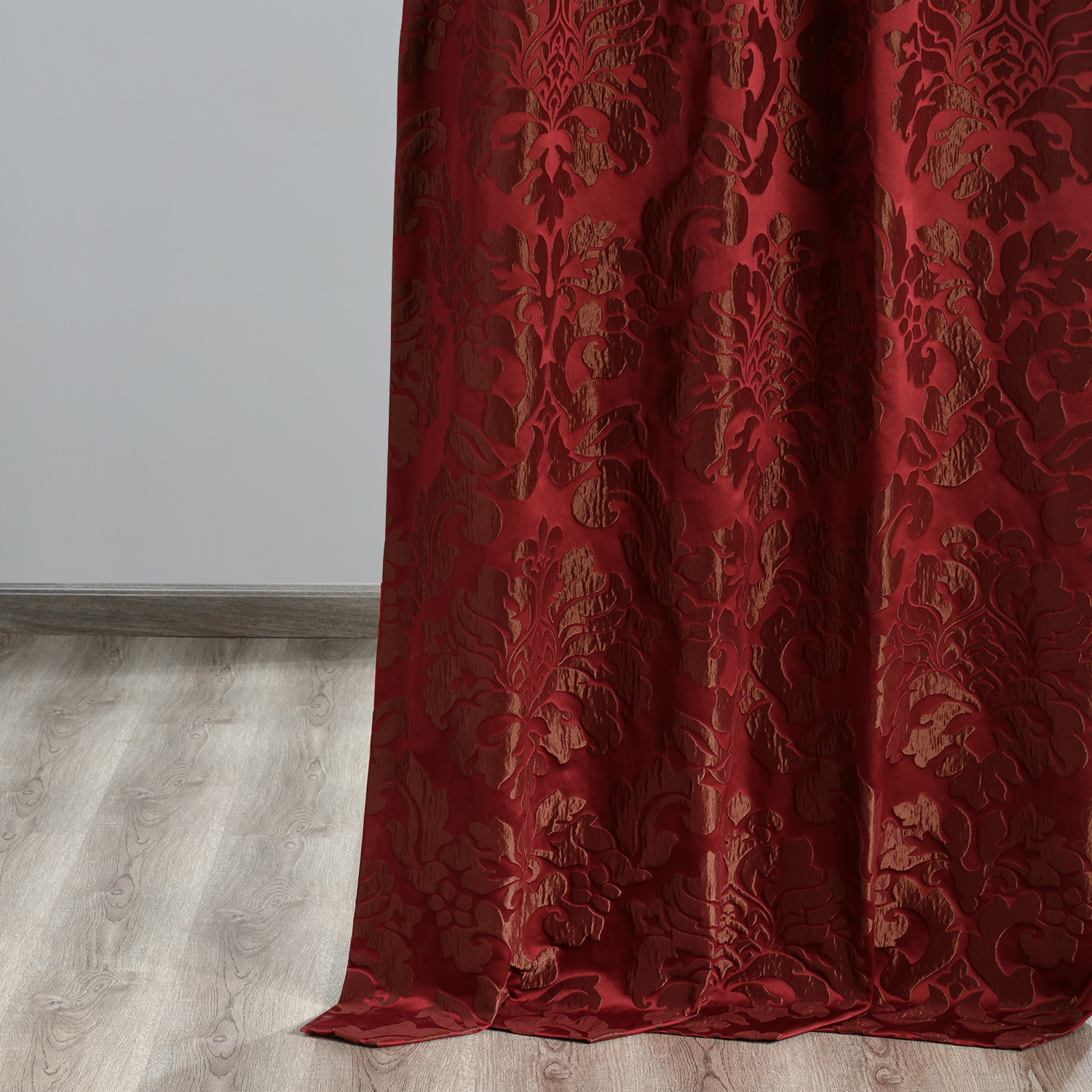 Astoria Red & Bronze Designer Damask Curtain