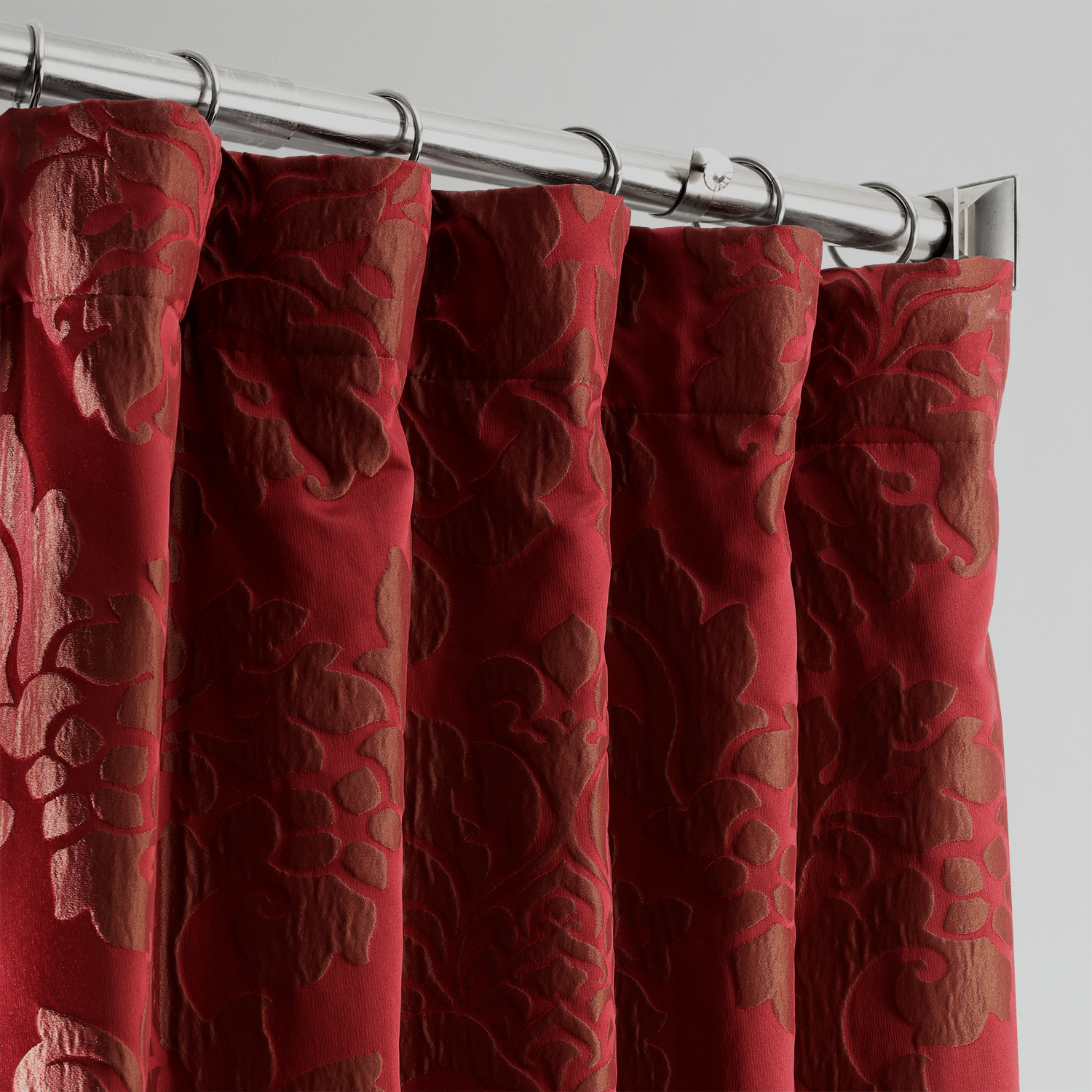 Astoria Red & Bronze Designer Damask Curtain