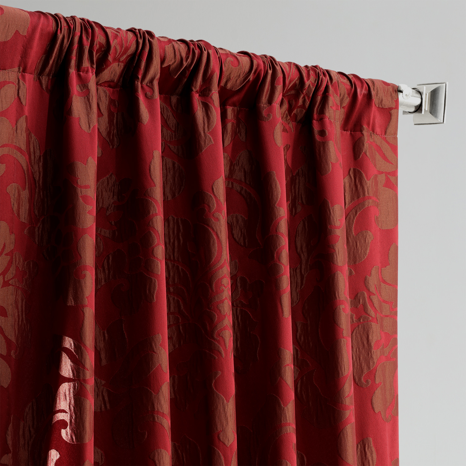 Astoria Red & Bronze Designer Damask Curtain