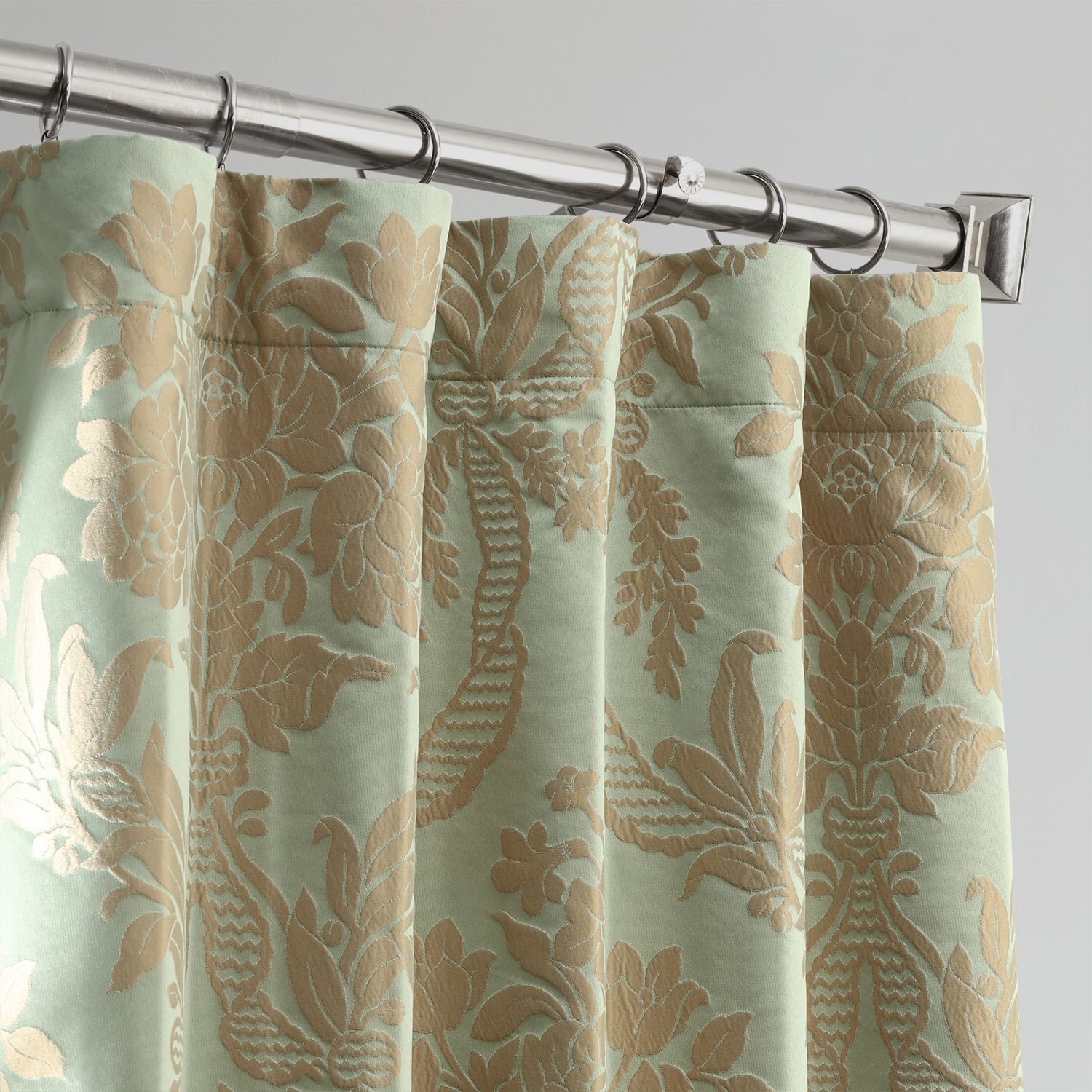 Magdelena Jade & Gold Designer Damask Curtain