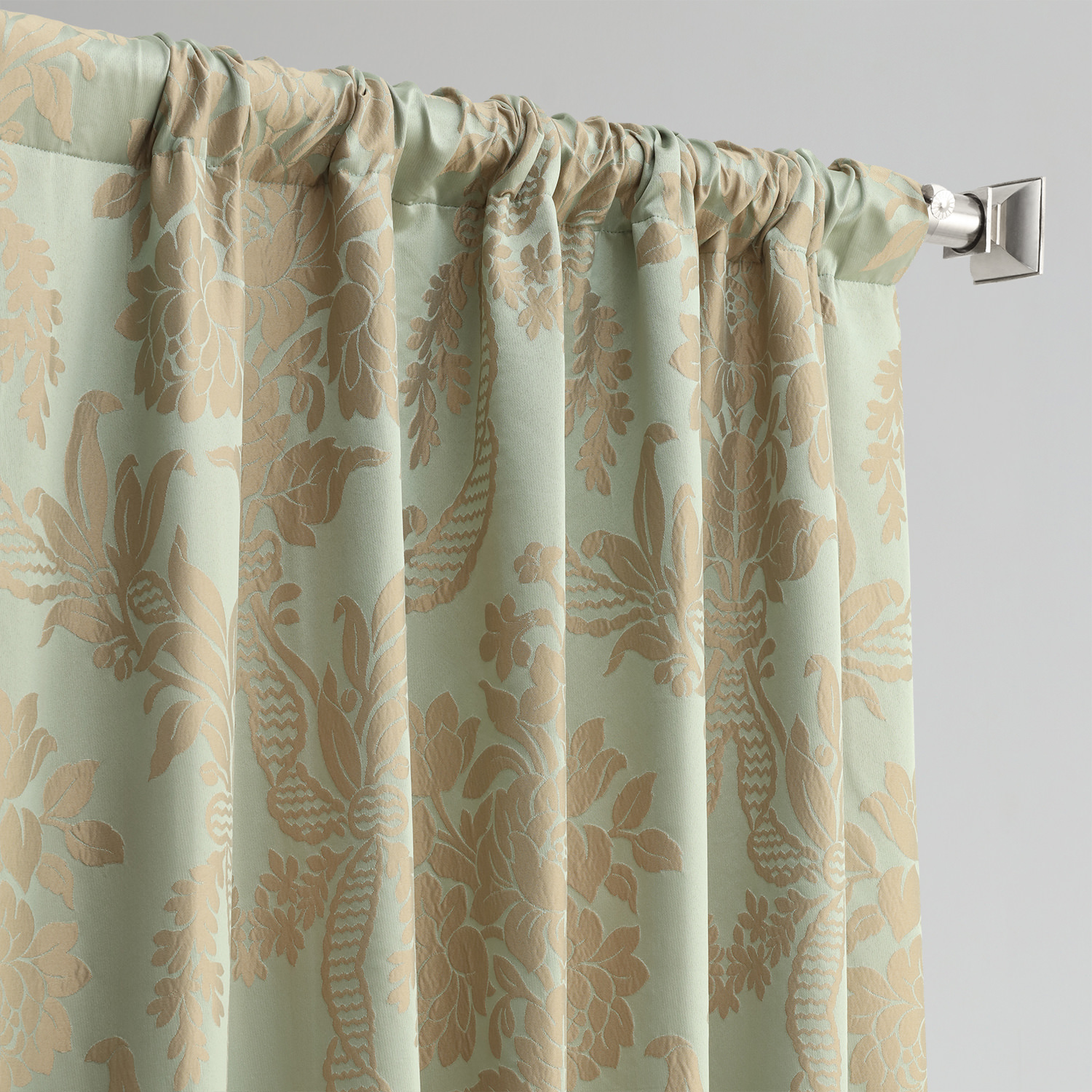 Magdelena Jade & Gold Designer Damask Curtain