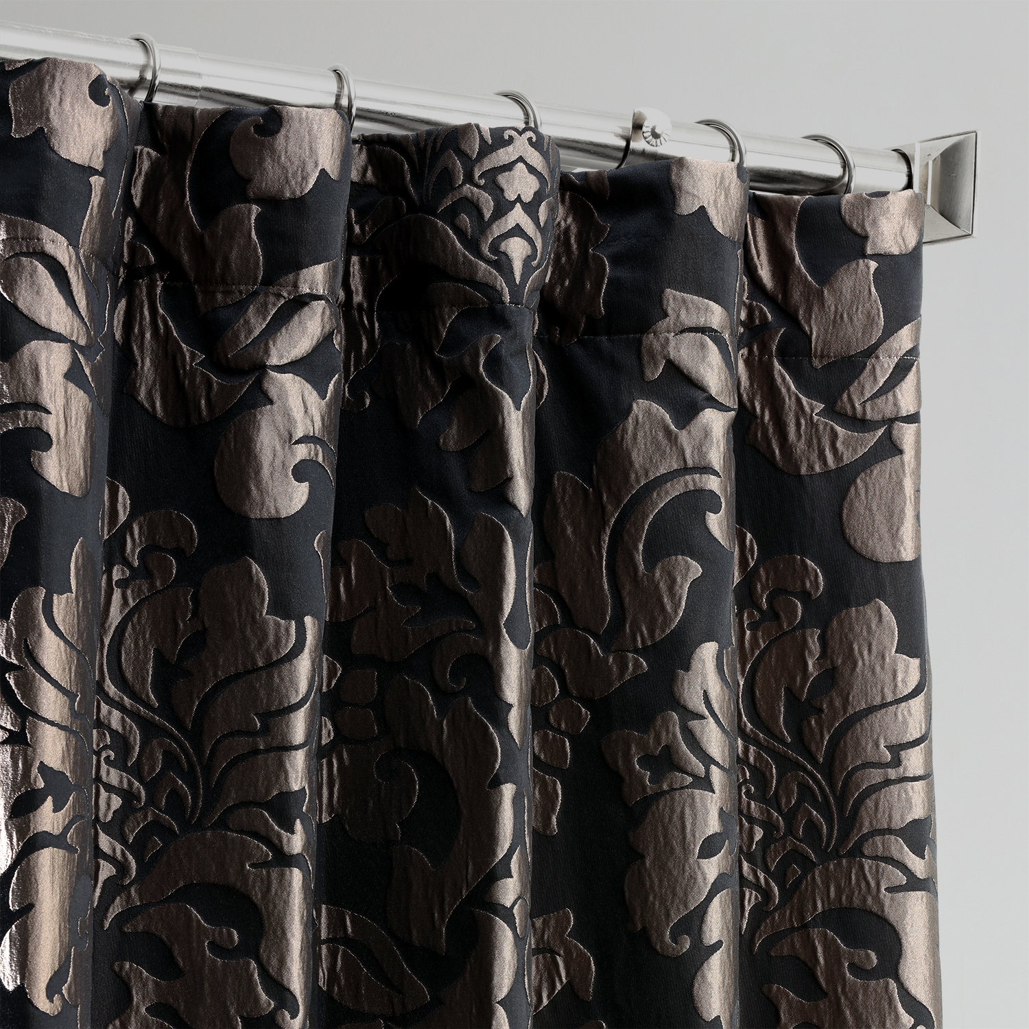 Astoria Black & Grey Designer Damask Curtain