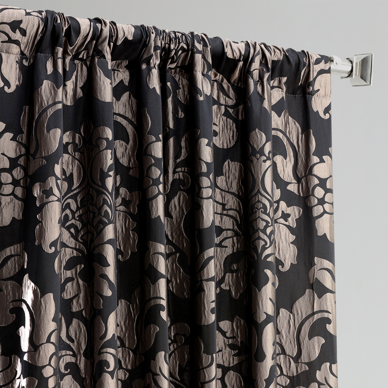 Astoria Black & Grey Designer Damask Curtain