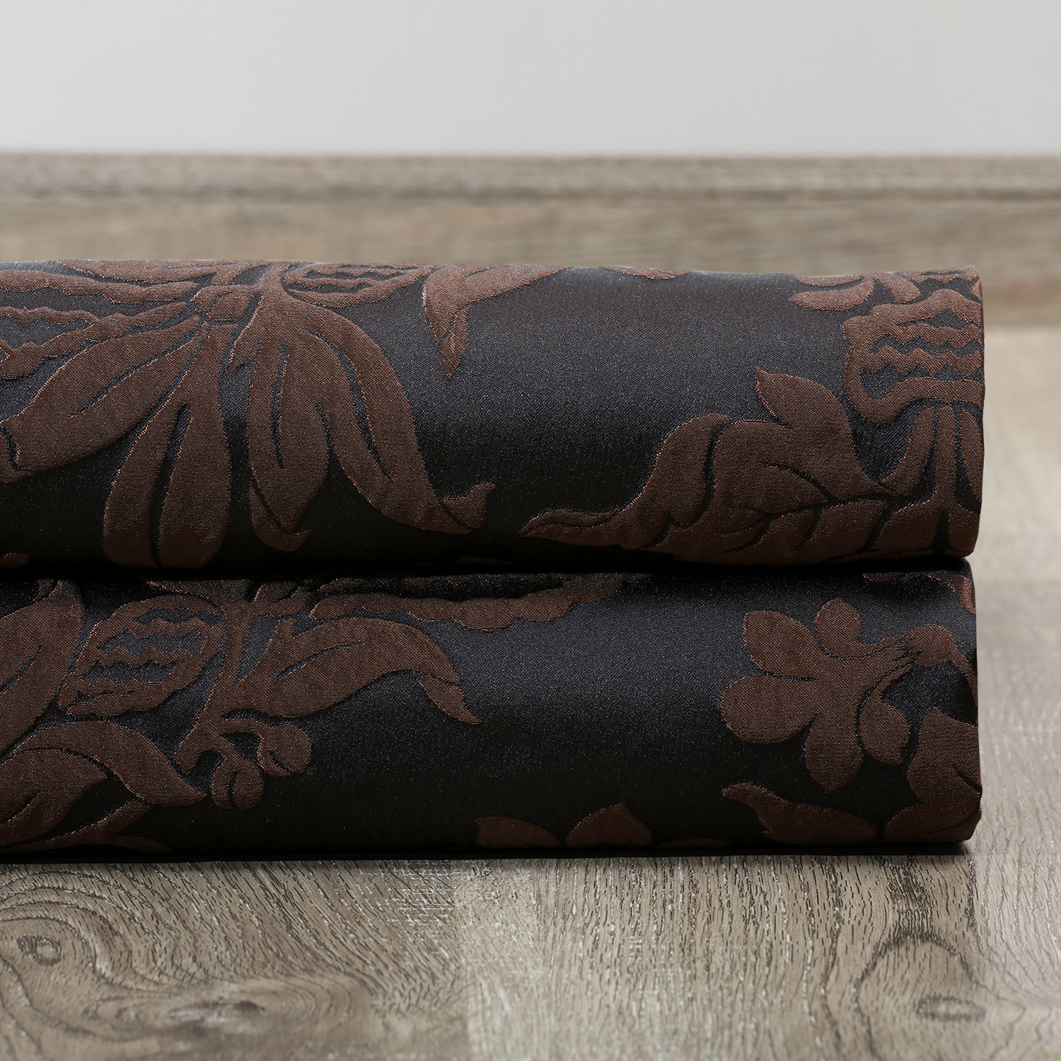 Magdelena Black &amp; Cognac Designer Damask Swatch