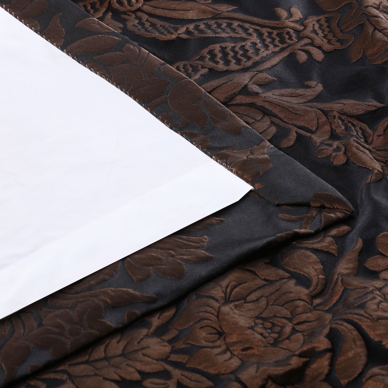 Magdelena Black & Cognac Designer Damask Curtain