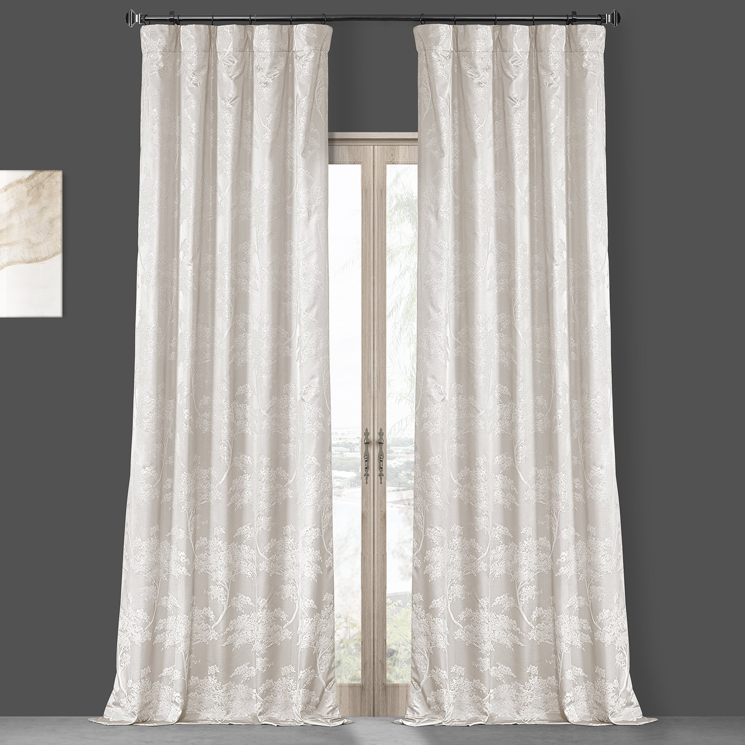 Sequoia Cream Faux Silk Jacquard Curtain