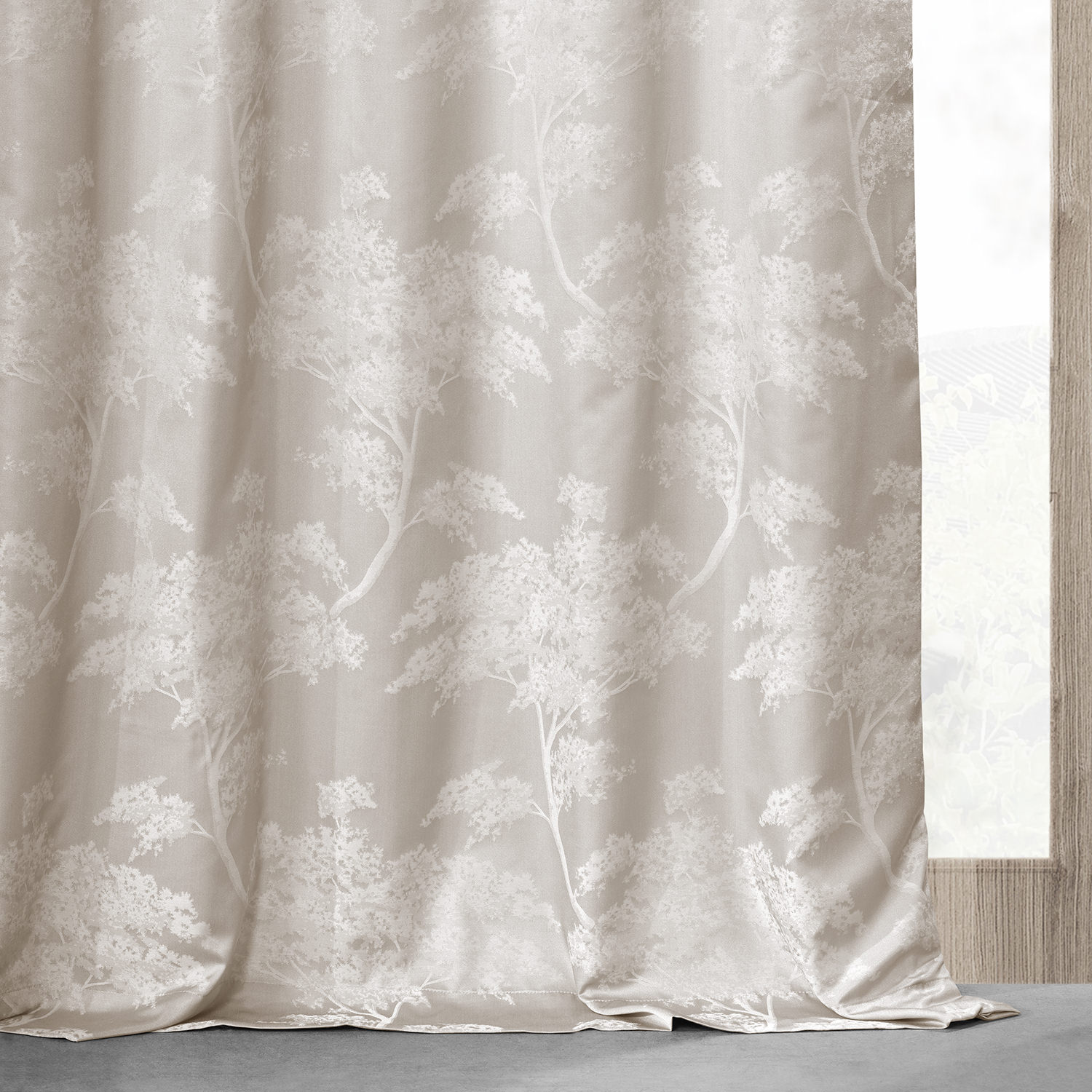 Sequoia Cream Faux Silk Jacquard Curtain