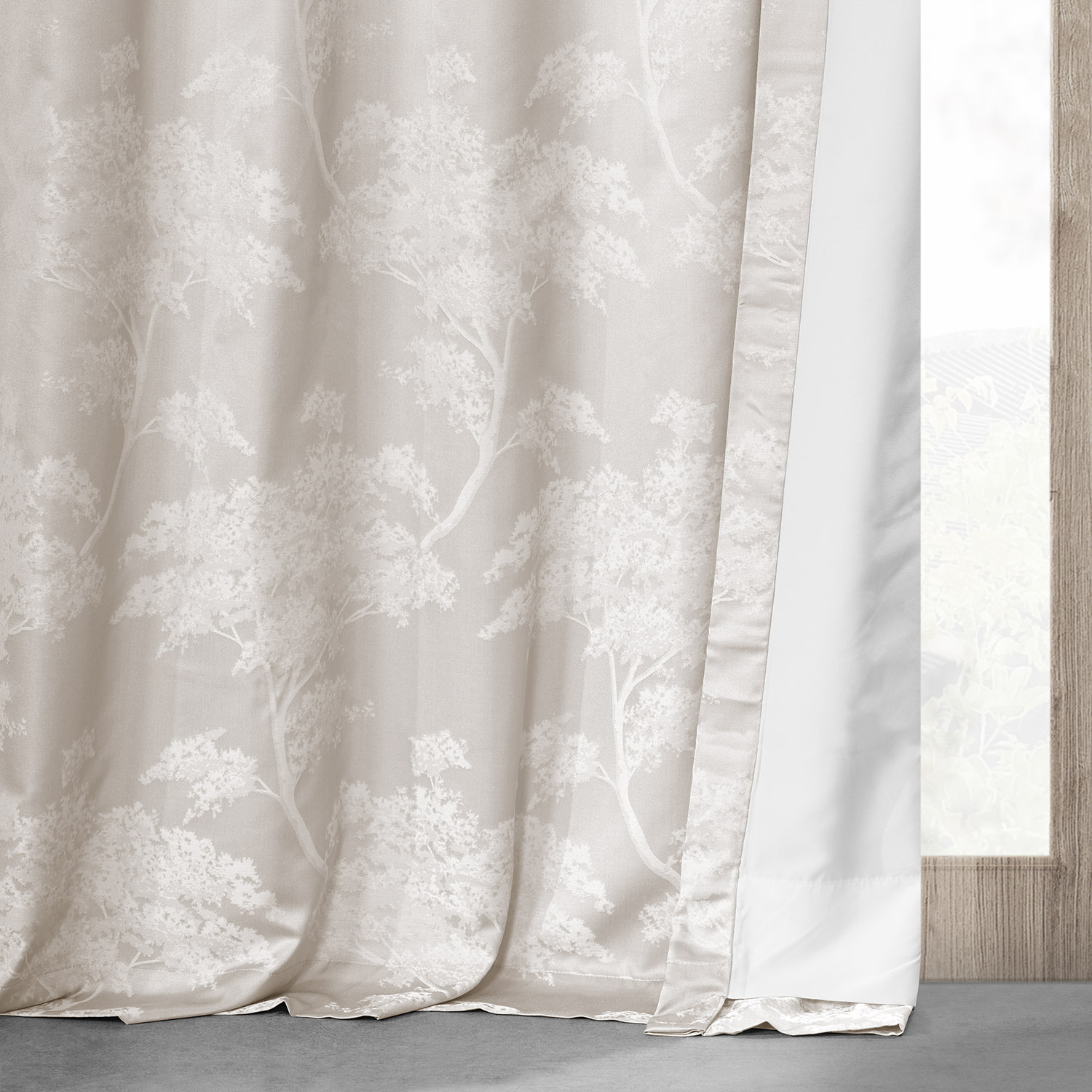 Sequoia Cream Faux Silk Jacquard Curtain