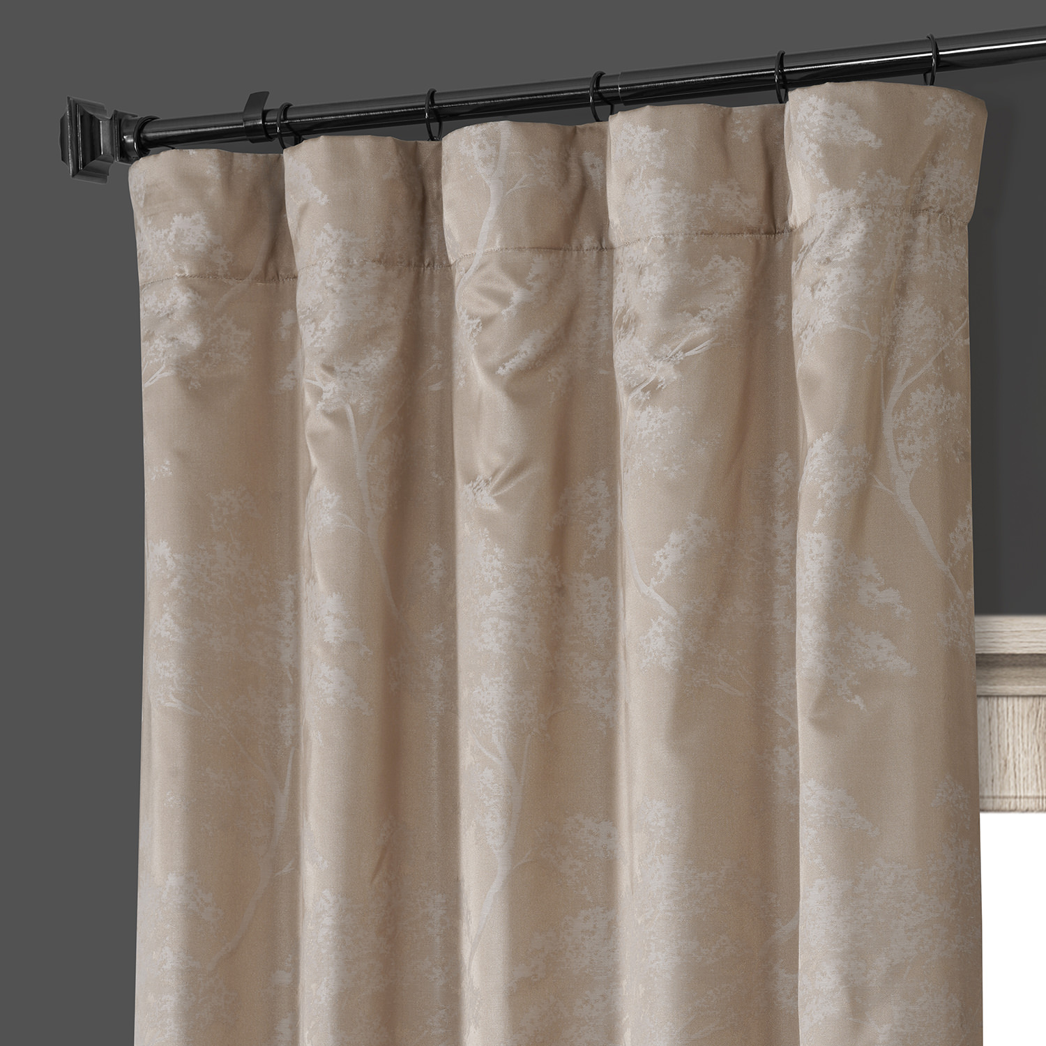 Sequoia Sand Beige Faux Silk Jacquard Curtain