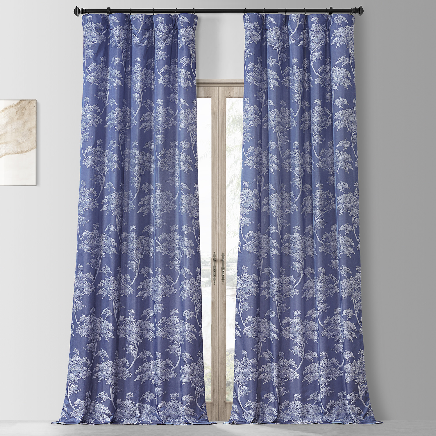 Sequoia Cobalt Blue Faux Silk Jacquard Curtain