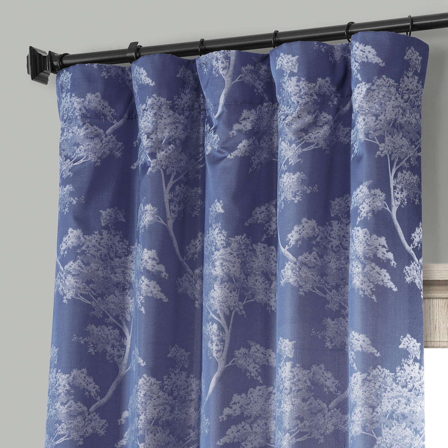 Sequoia Cobalt Blue Faux Silk Jacquard Curtain