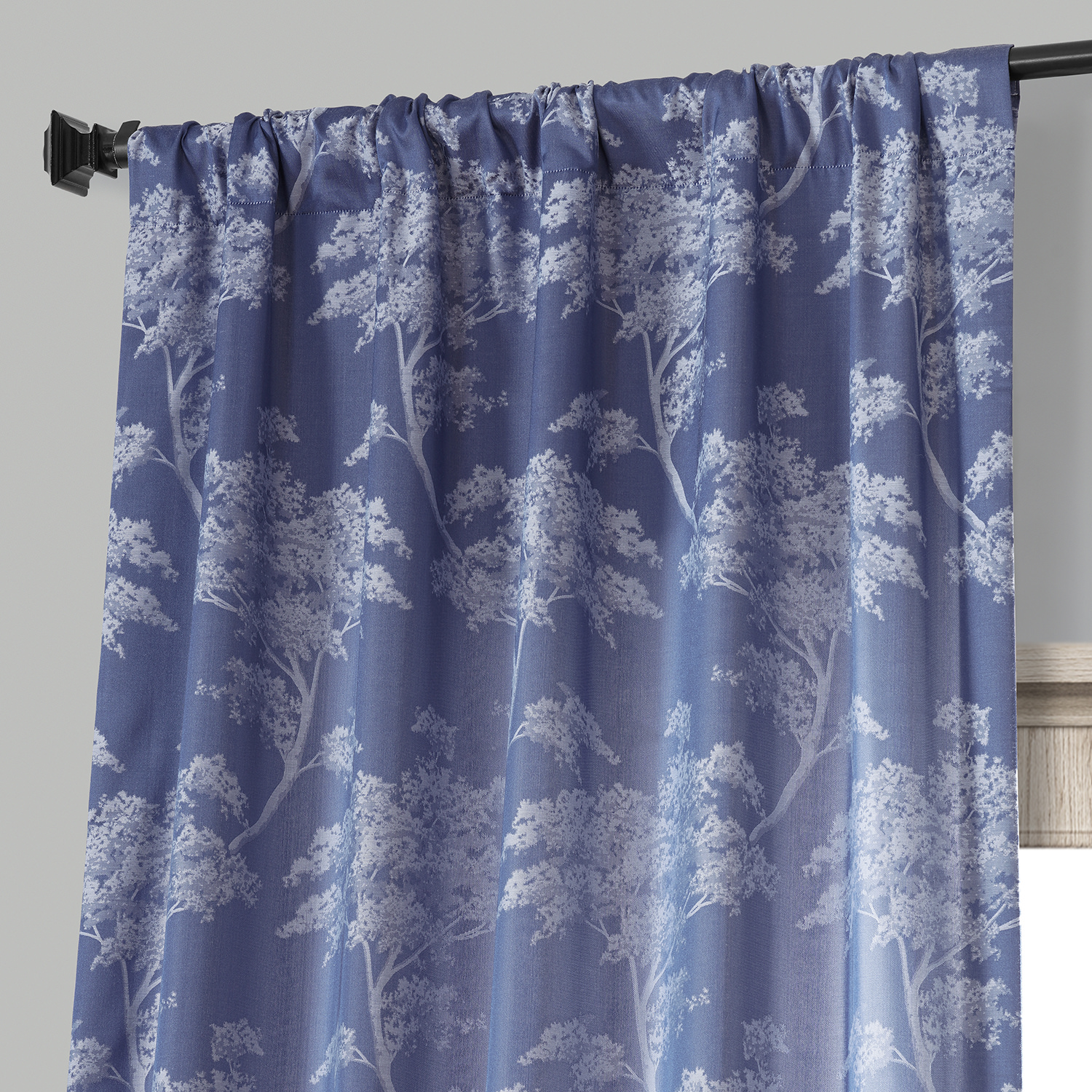 Sequoia Cobalt Blue Faux Silk Jacquard Curtain