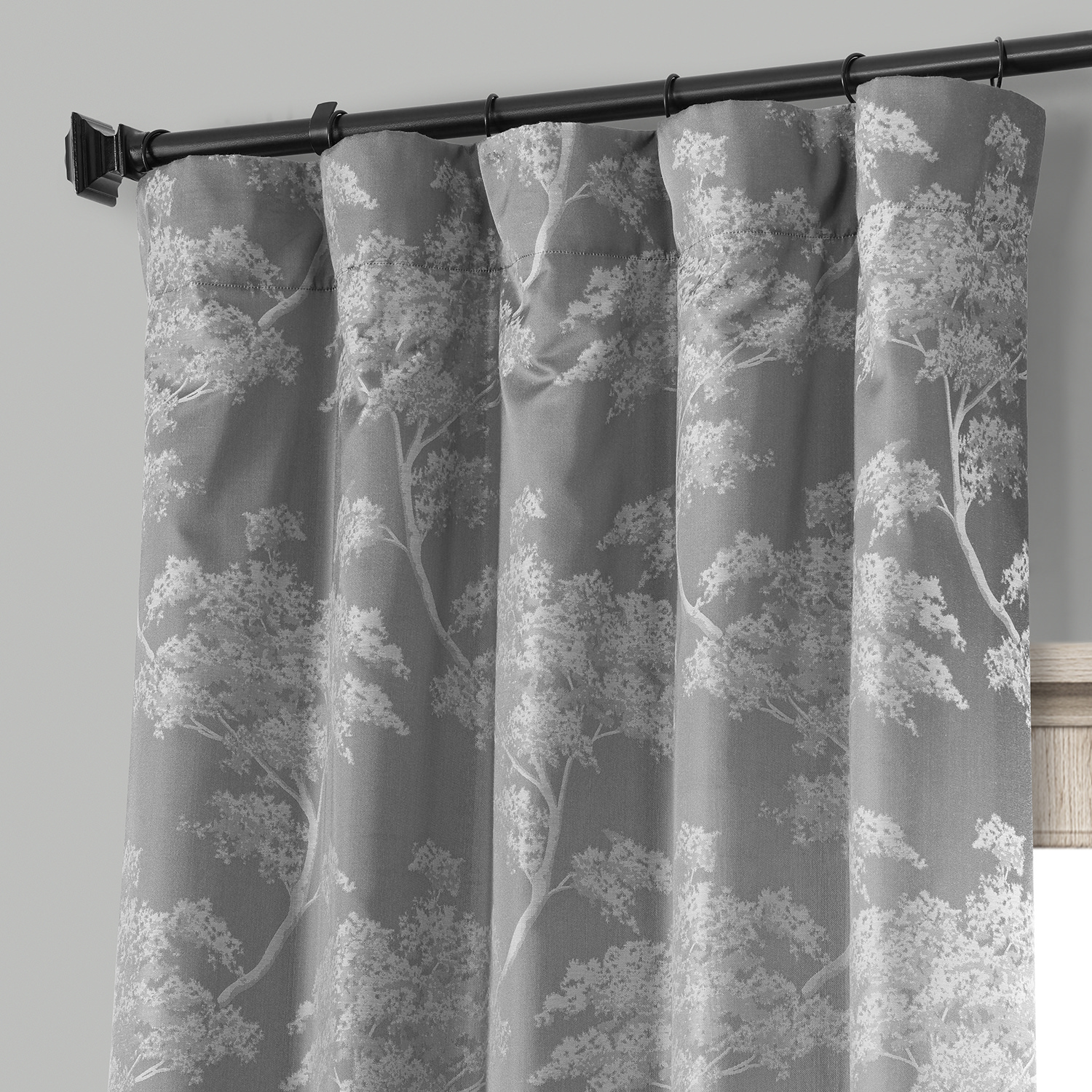 Sequoia Silver Grey Faux Silk Jacquard Curtain