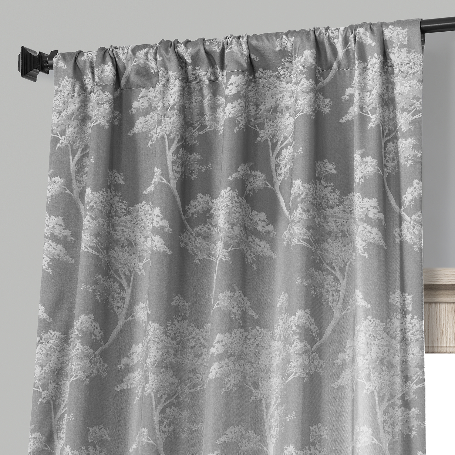 Sequoia Silver Grey Faux Silk Jacquard Curtain